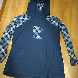 Womens Blue Plaid Hoodie